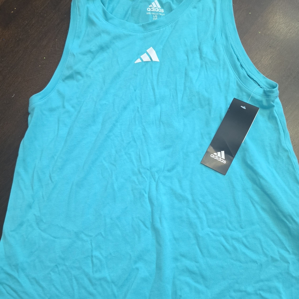 adidas Teal Cotton Athletic Tank - Bright Teal